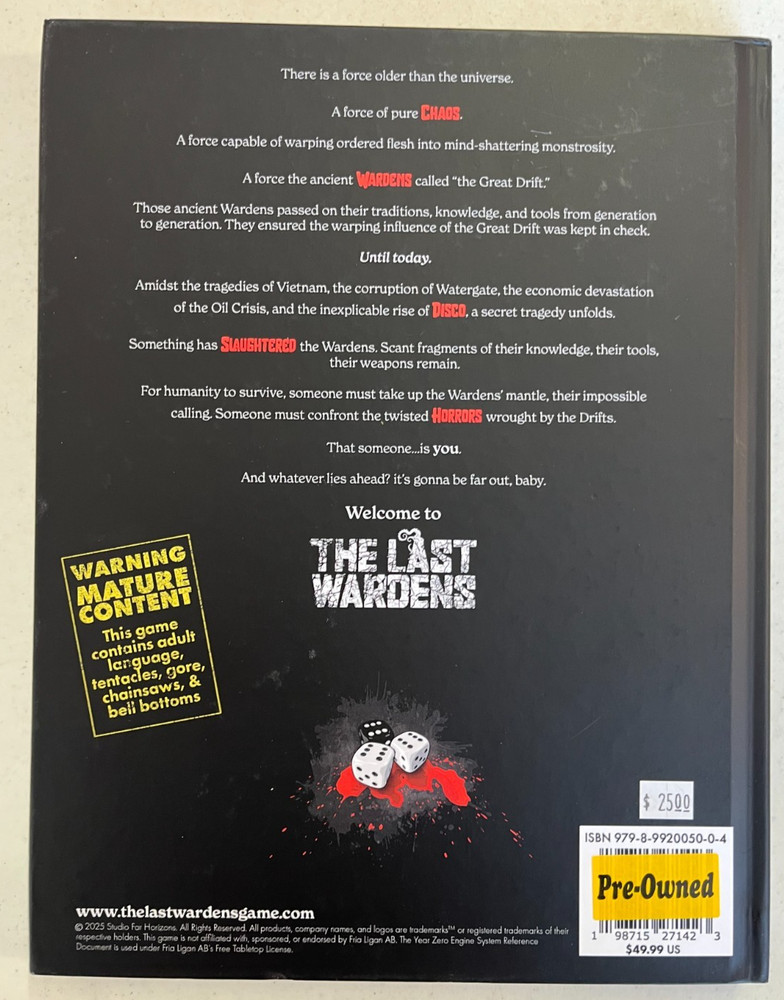 The Last Wardens Tabletop Roleplaying Game Core Rulebook - Year Zero System