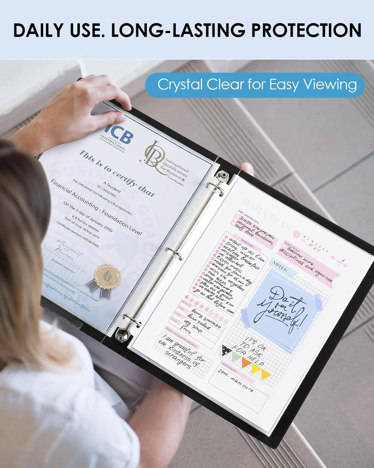 50 Clear Sheet Protectors 8.5x11 KTRIO Plastic Sleeves for 3-Ring Binder Pages