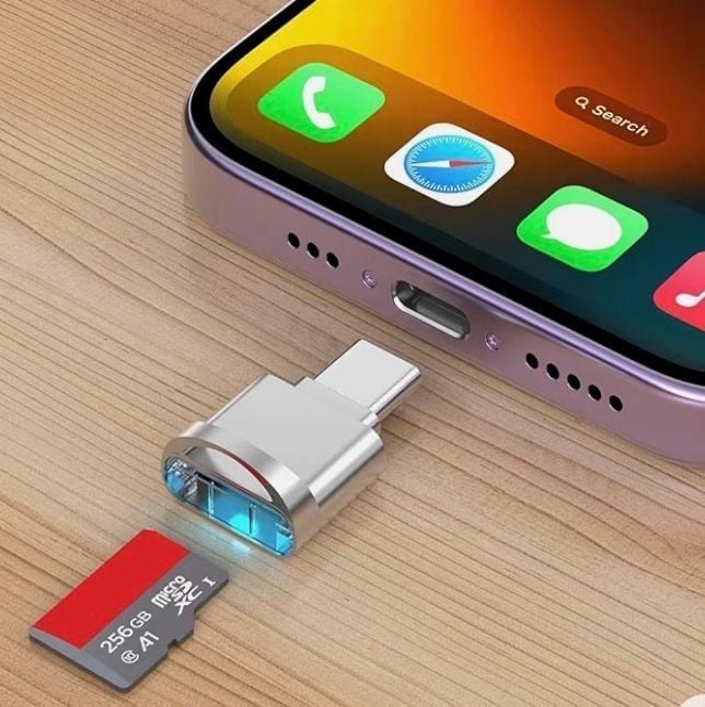 USB-C to Micro SD Card Reader Adapter for iPhone, Mini USB C to Micro SD/TF Card