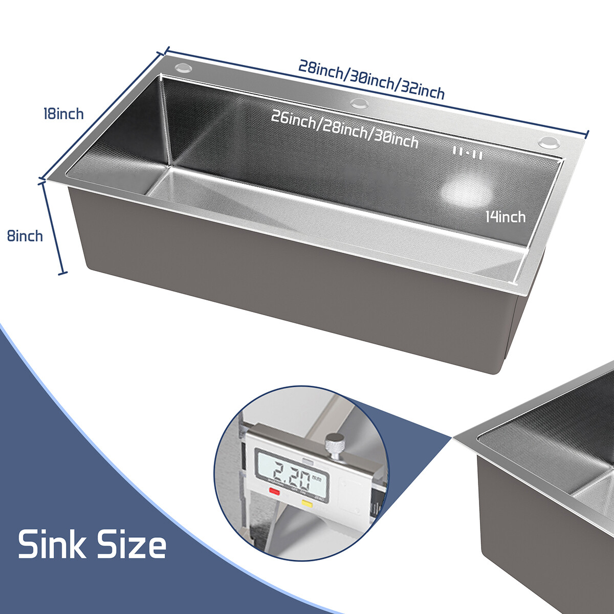 Drop In Kitchen Sink Stainless Steel Single Bowl Sinks with Faucet 28/30/32 Inch