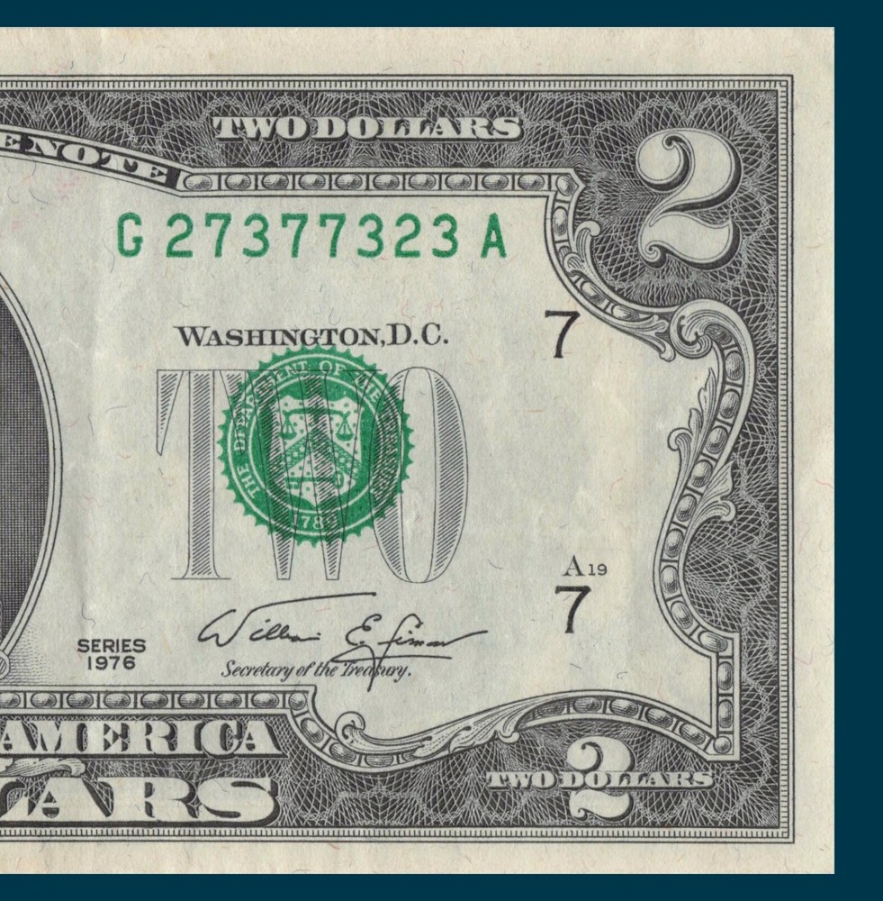 High Treasury Seal Error 1976 Third Print Shift Error Two$ Bill Trinary Alterna