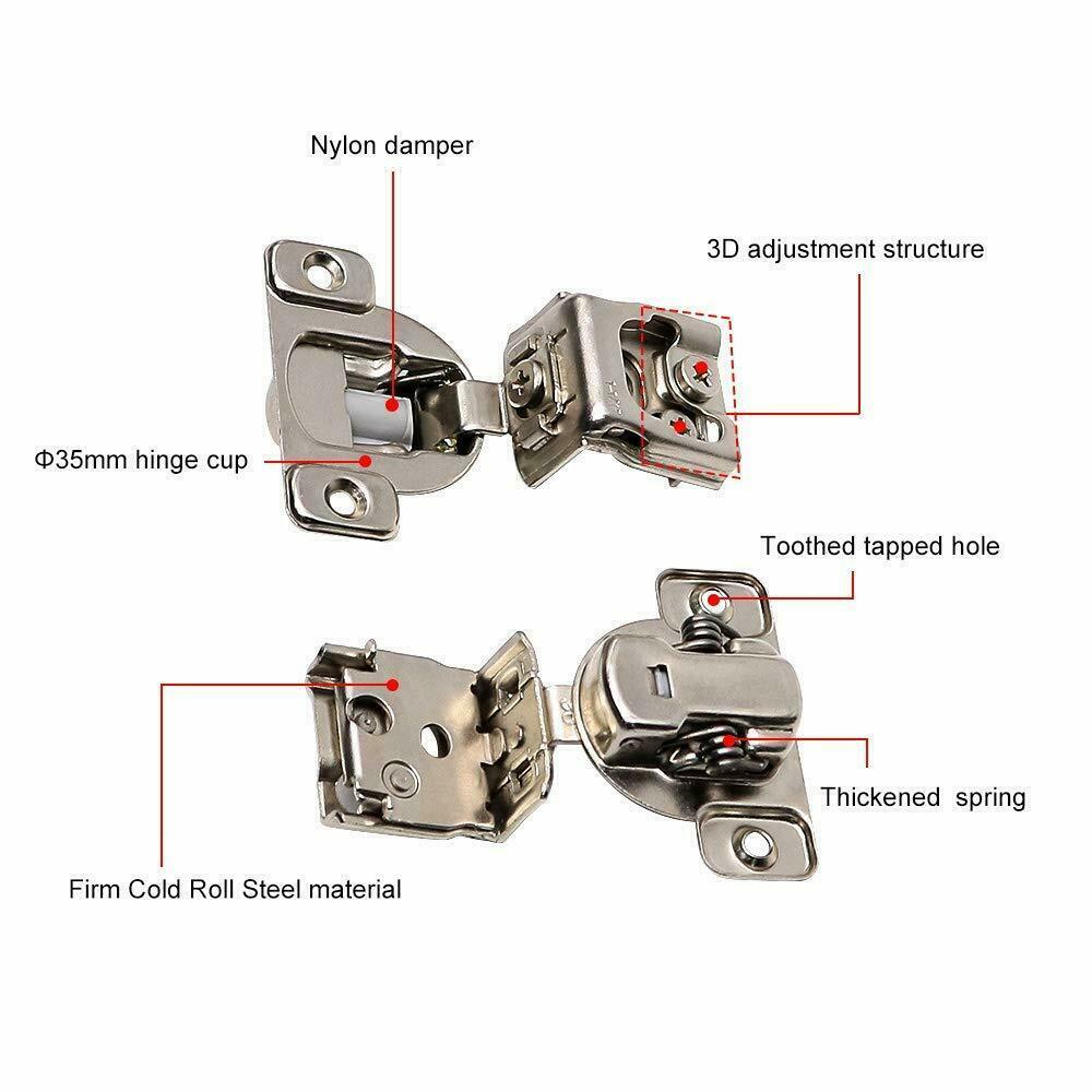 Soft-Closing Compact 1 1/4" Overlay 105° Hinge Kitchen Cabinet Hardware