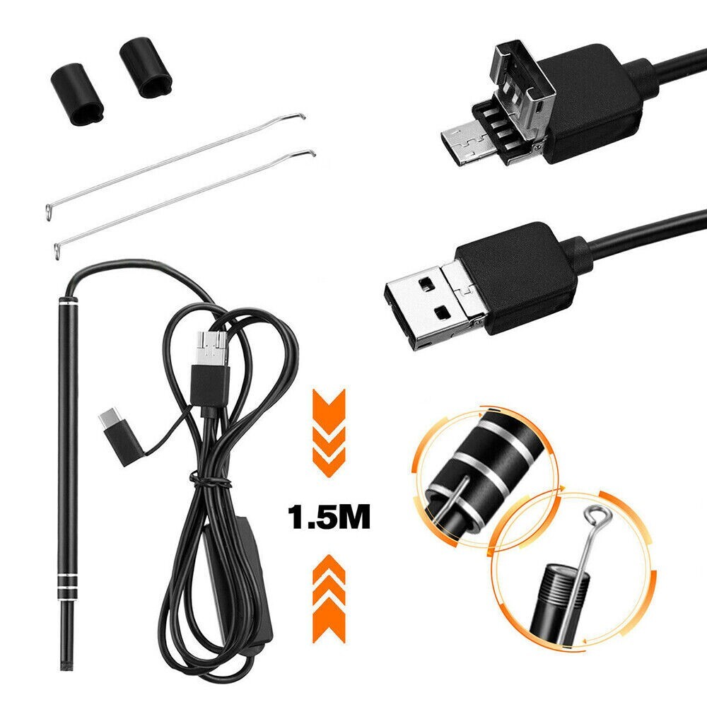 LED Ear Endoscope HD Otoscope Ear Wax Cleaning Camera Tool Cleaner Removal Kit