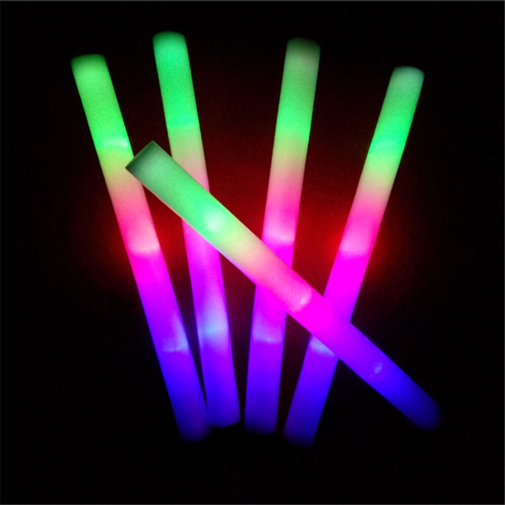 100pcs LED Glow Sticks Flashing Light Sticks Rally Party Light Up Foam Sticks