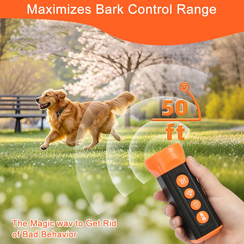 Anti-Dog Bark Deterrent Device Ultrasonic Stop Barking Repeller 4 Head with LED