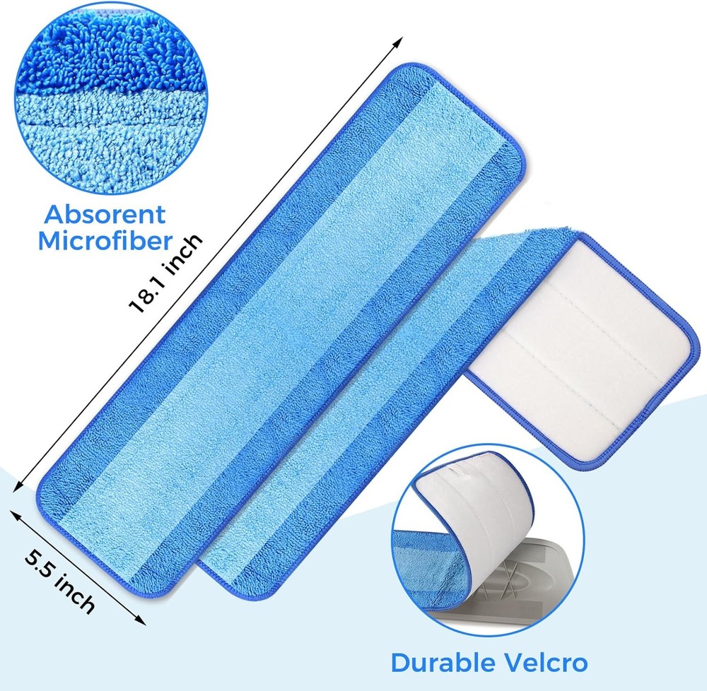 4-Pack Microfiber Cleaning Pads, 18-Inch Microfiber Mop Pads Compatible
