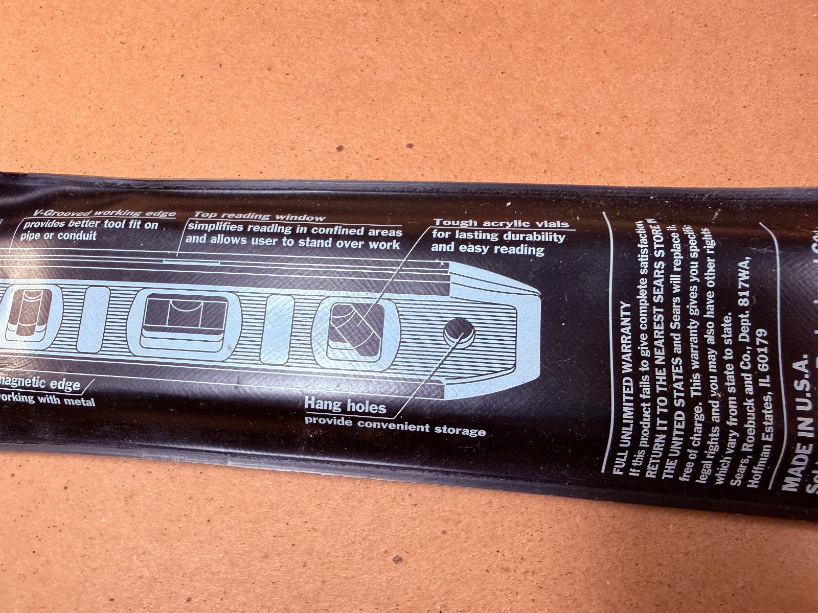 NEW Sears Craftsman USA Nos Torpedo Level 9” 39852 Red Magnetic w/ Pouch