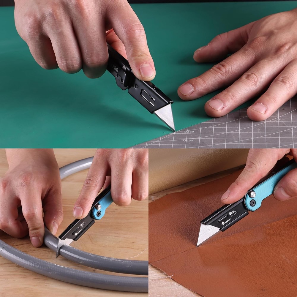 WORKPRO Folding Utility Knife Box Cutter Quick Change Blade Quick Open Axis Lock