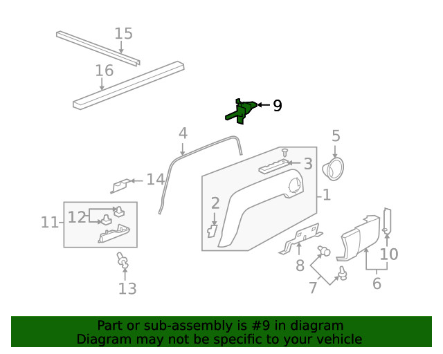 Genuine GM Driver Side Quarter Panel Lower Finish Panel Bracket 94736965