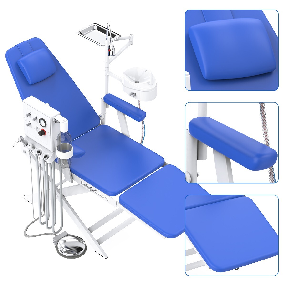 Silla plegable portátil dental+luz led+ uunidad de turbina/ dentista silla móvil