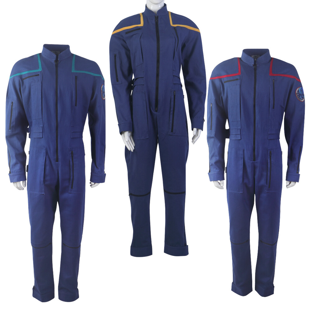 For Enterprise Duty Jumpsuits Starfleet Gold Red Blue Stripes Cosplay Uniforms