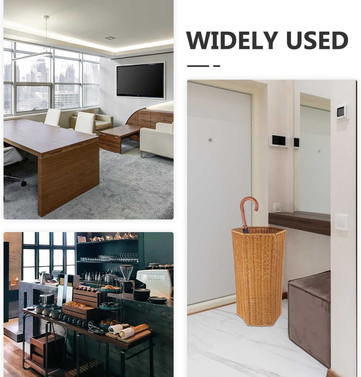 Umbrella Basket for Entryway, Umbrella Holder, Wicker Rattan Woven Holder Indoor