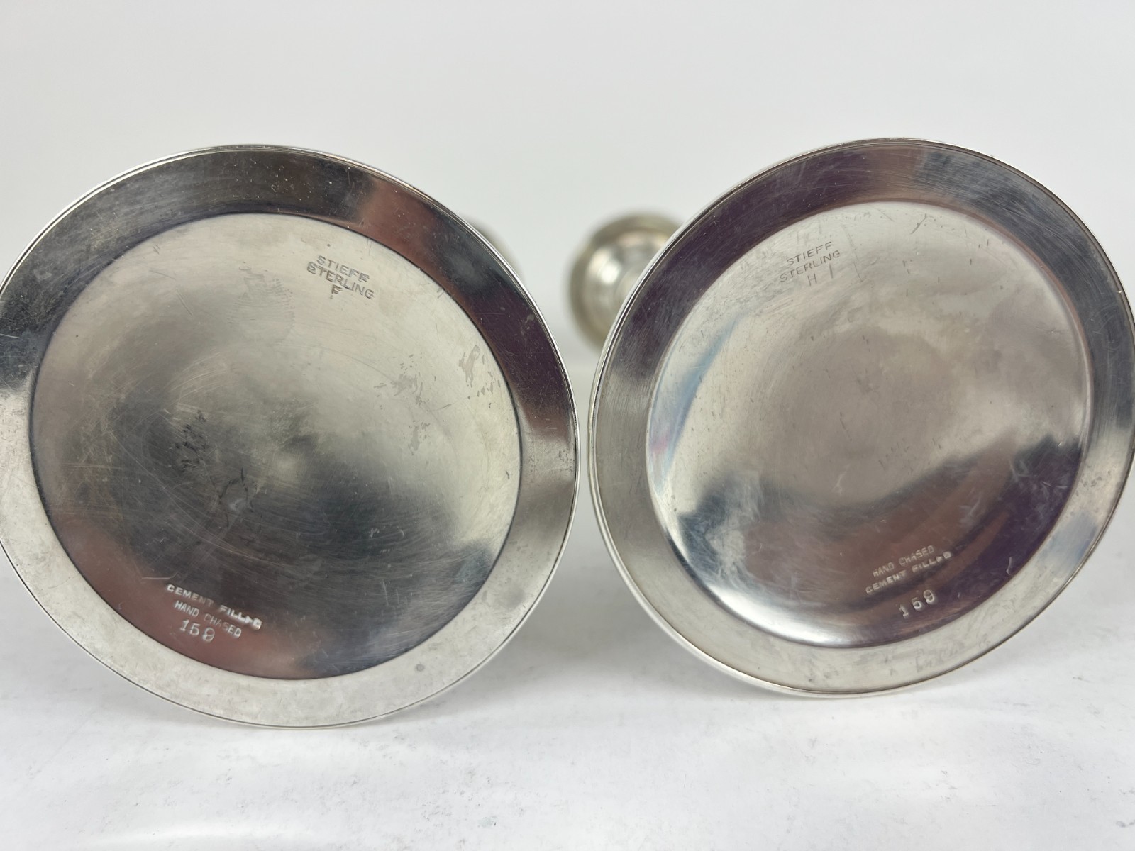 Vintage Sterling Silver Stieff Rose Hand-Chased #159 Candlesticks - 10.25"