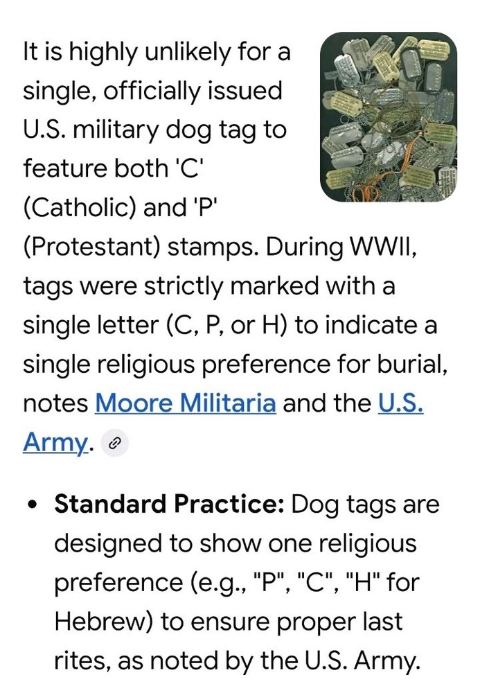 WW2 US Army Military Dog Tag USA 1944 Misprint Both P&C? Drafted