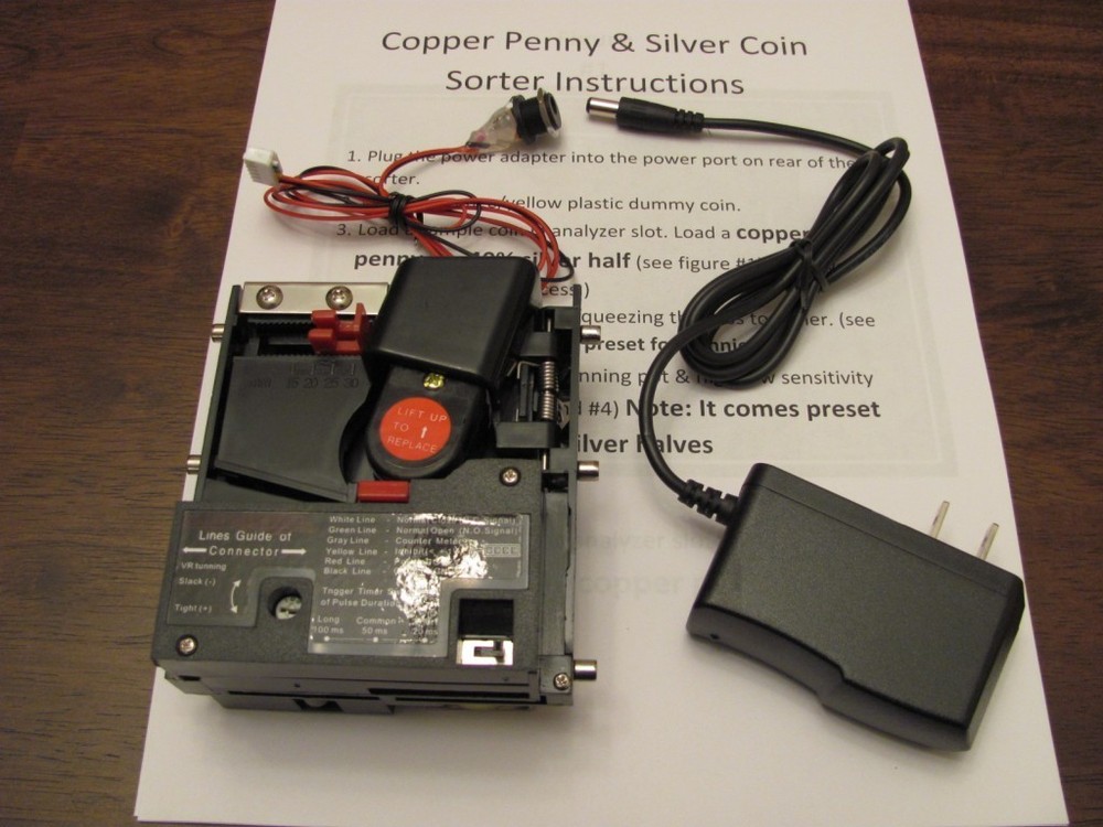 Copper Penny & Silver coin Sorter REPLACEMENT sort module and Power Adapter