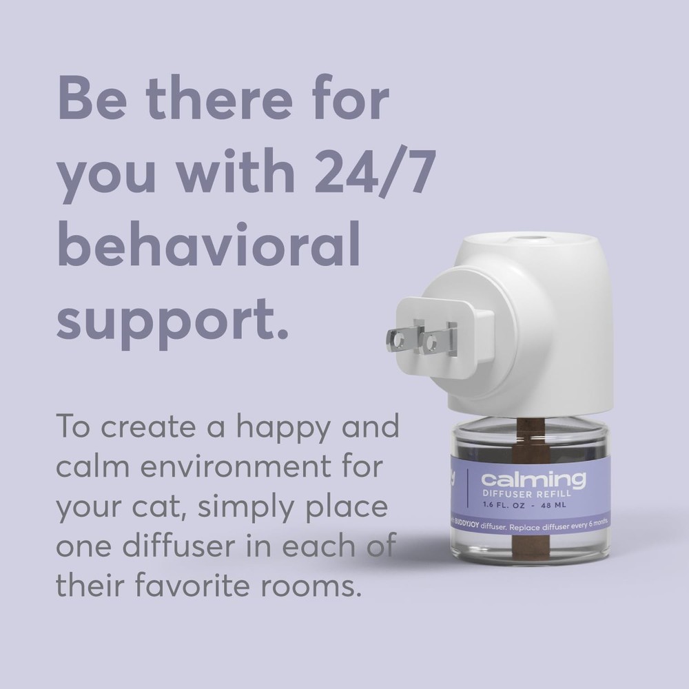 BUDDYJOY Cat Calming Diffuser Refills – LongLasting 30Day Formula, Cat Pherom...