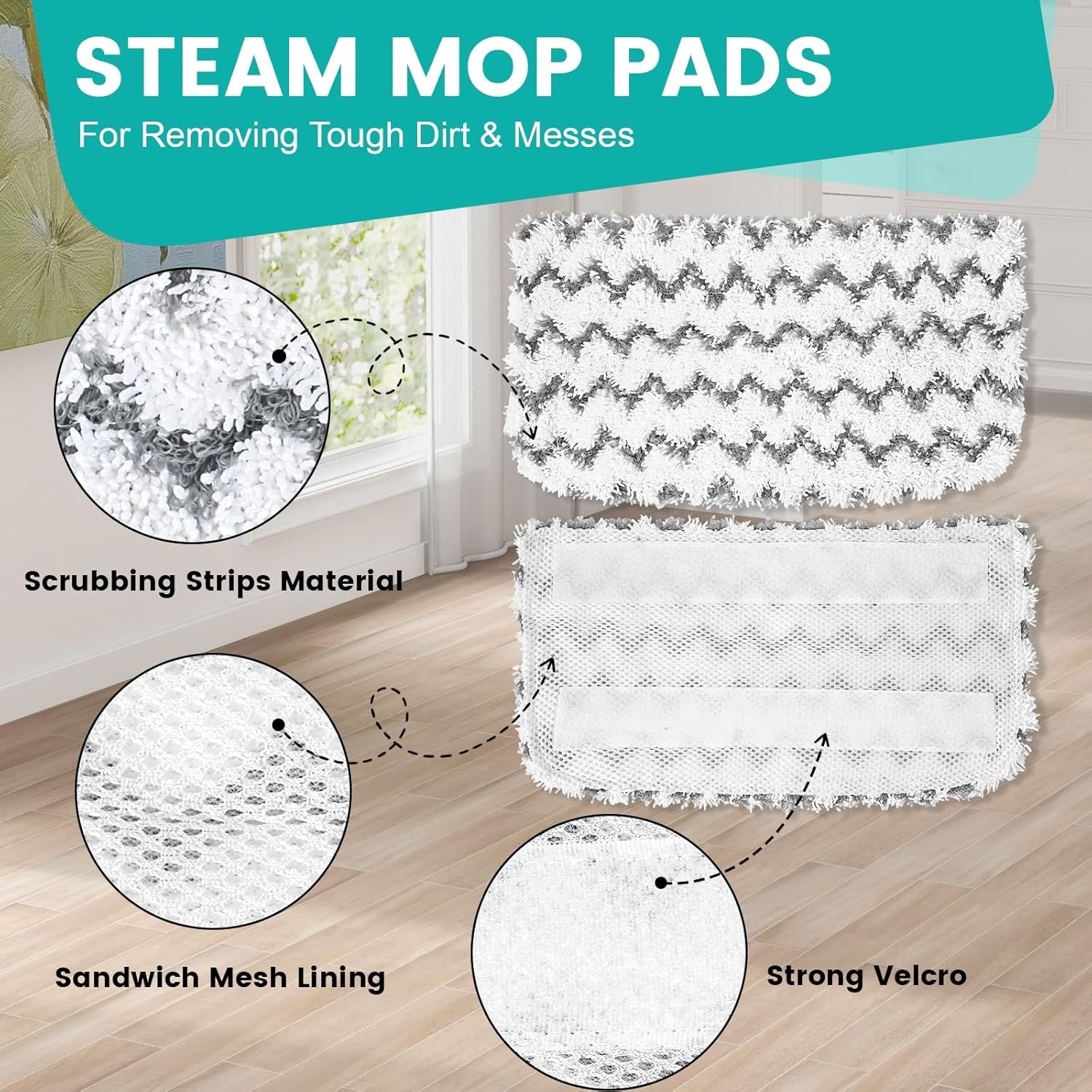 6 Pack Steam Mop Replacement Pads for Shark Steam Mops S1000/S1000A/S1000C/S1000