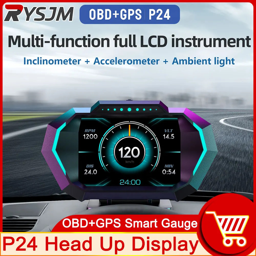 On-board Computer HUD OBD2 Head Up Display GPS Speedometer 12 Interface Display