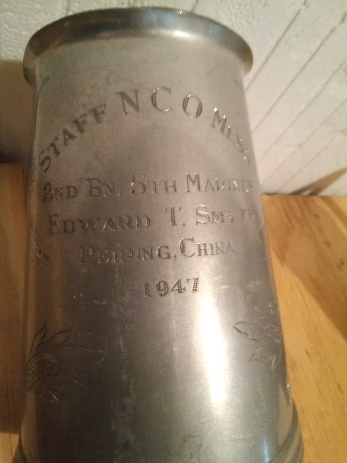 1947 Tientsin, China Named USMC/US Marine Corps Mug Lot. 1st Marine Division