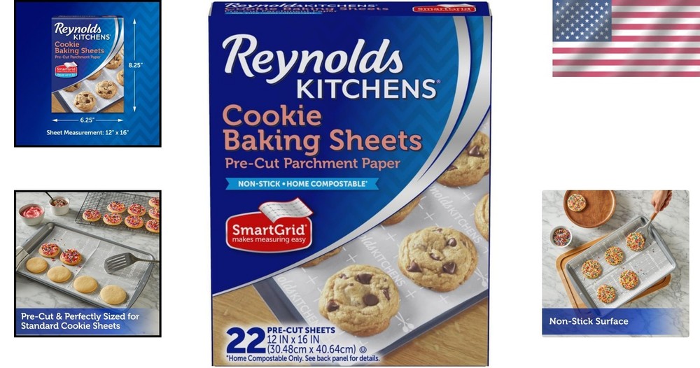 Quality Pre-Cut Baking Sheets with SmartGrid - 12x16, 22 Count for Easy Baking