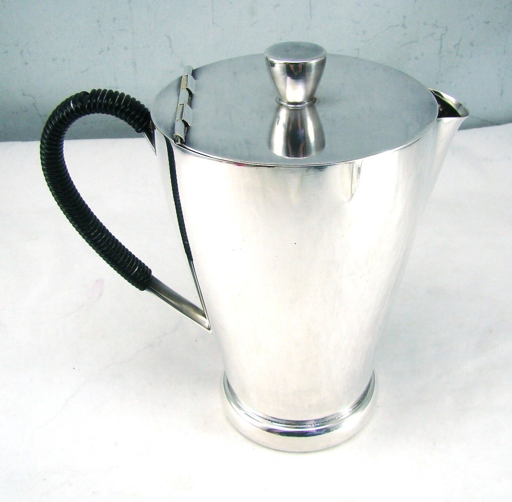 WMF Silverplate Art Deco Black wrapped Handle Mini Coffee Pot