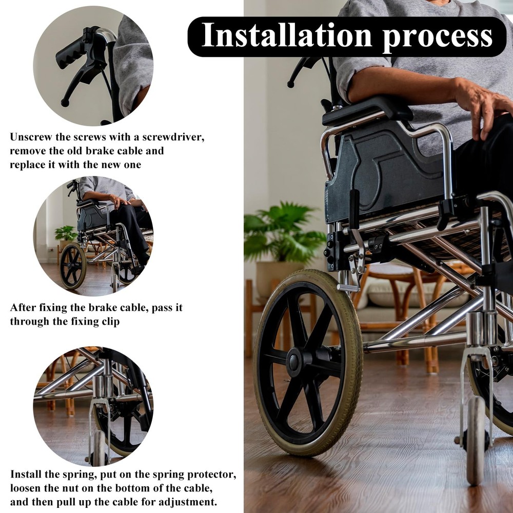 2 Pack Rollator Brake Cable Replacement, 41" for Folding Black