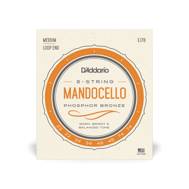 D'Addario EJ78 Phosphor Bronze Mandocello Strings, 22-74