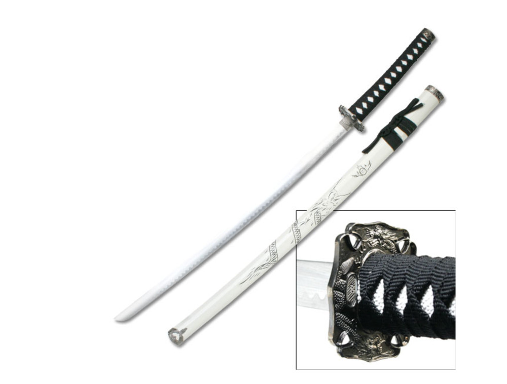 SWORD 38" SAMURAI KATANA w/ DISPLAY STAND white not sharp
