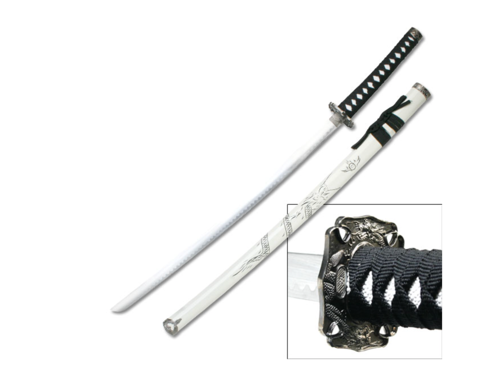 SWORD 38" SAMURAI KATANA w/ DISPLAY STAND white not sharp