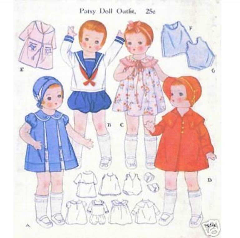 5-Pattern Packs for 16" Patsy Dolls - 19 Outfits!