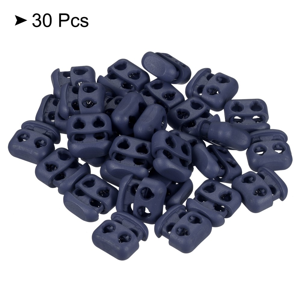 Cord Locks, 30 Pack Oval Spring Toggle Stopper, Navy Blue