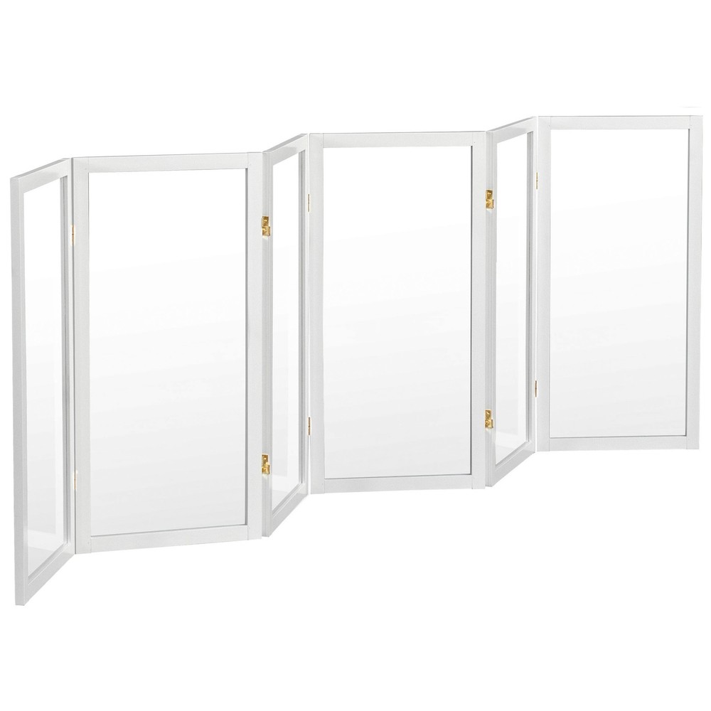 3 ft. Short Clear Plastic Partition White 6 Panel