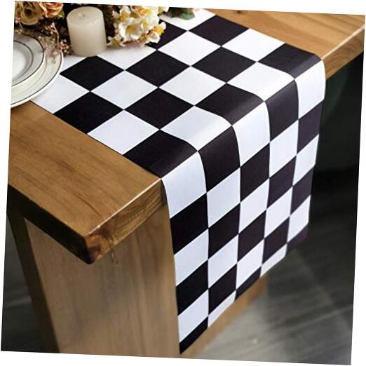 Table Runner Black and White 72 Inches (1 Pack) Black/White Checkerboard