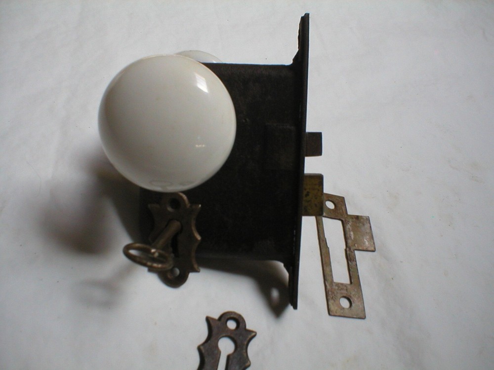 Antique Door Hardware with Porcelain Knobs