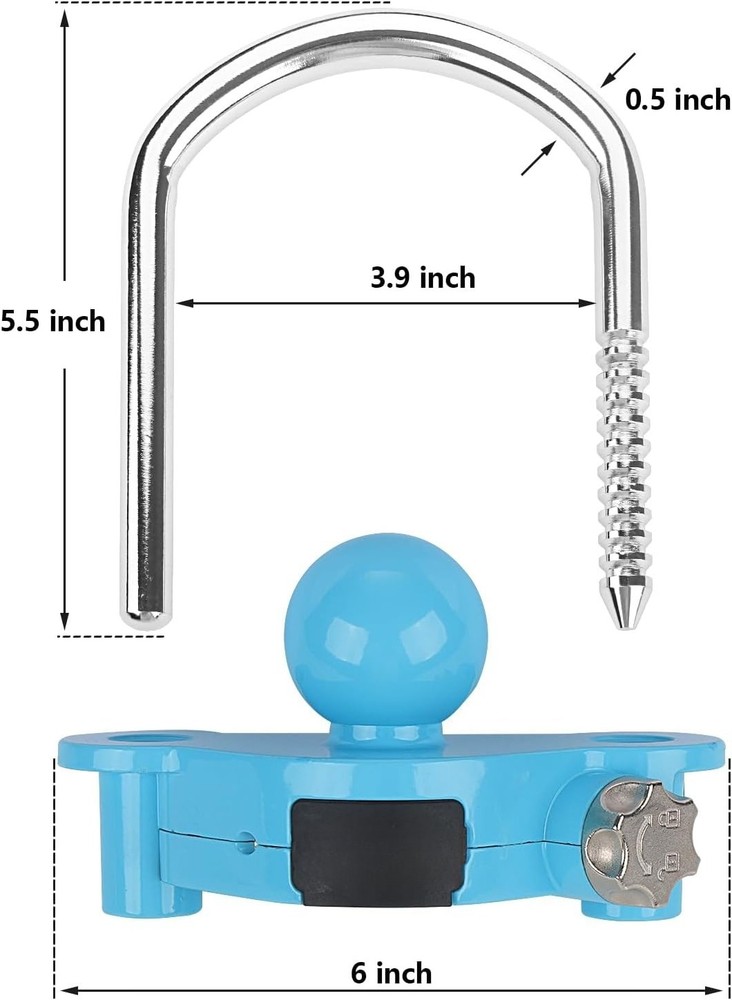 Blue Trailer Hitch Lock (with Combination Lock) Adjustable Storage