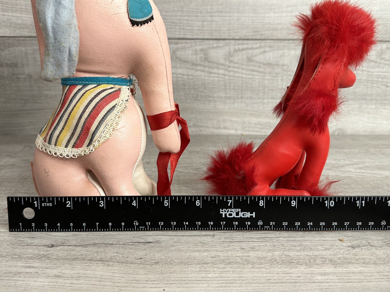 Lot of 2 VTG 1950-60s Childrens Toys Made in Japan Pink Elephant & Red Poodle