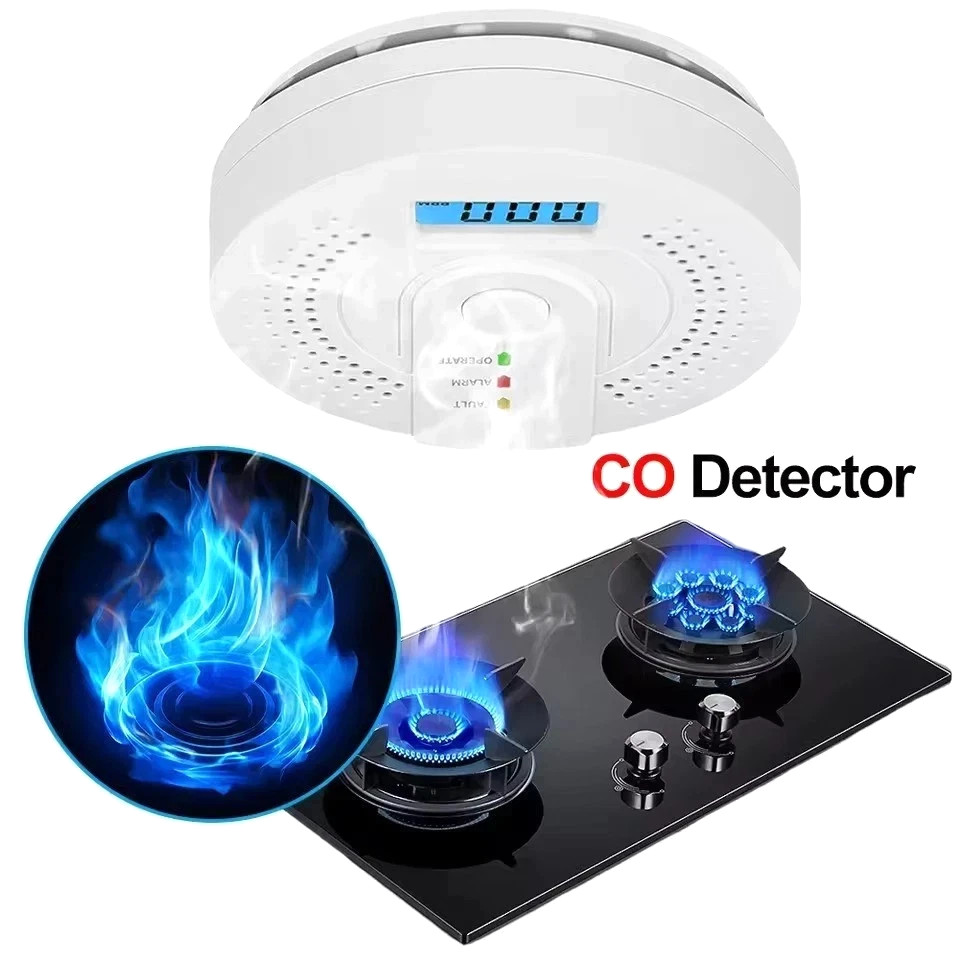 Carbon Monoxide Detector Warning Safety Alarm Sensor LED Digital Battery Powered