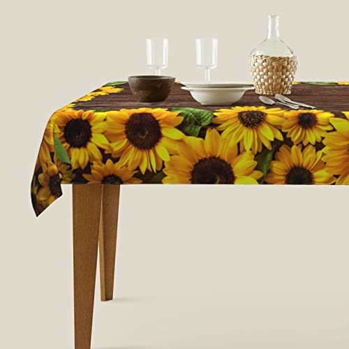 Sunflower Tablecloths Polyester Table Cloth for Kitchen Dinning Table White5