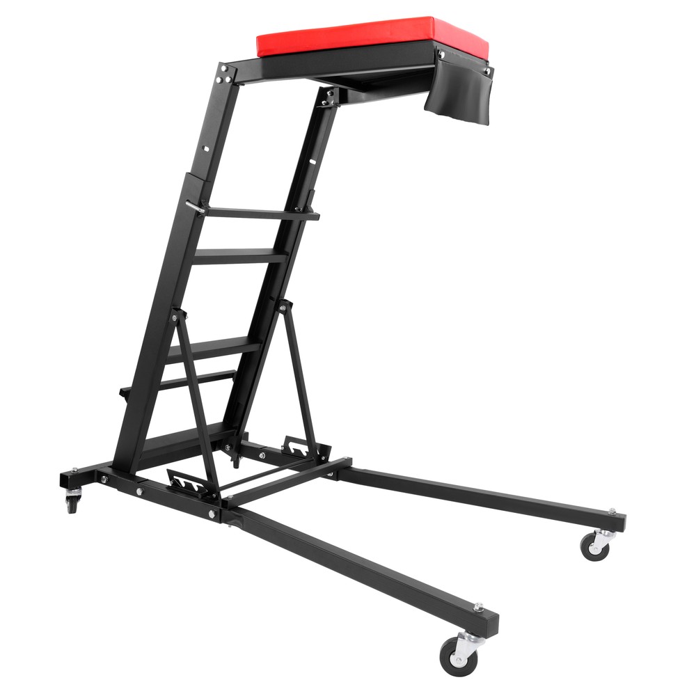 Foldable Topside Creeper Adjustable 48" - 66" Movable Ladder W/ 4 Wheels