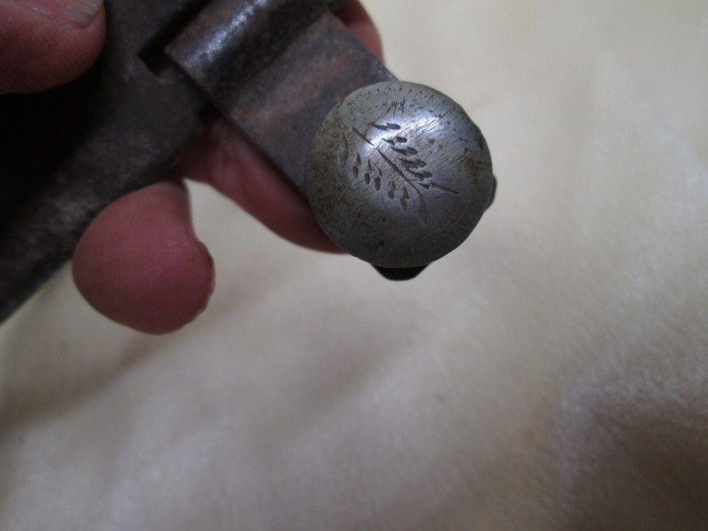Very Old Single Iron ENGRAVED SILVER BUTTON Spur Silver has been removed