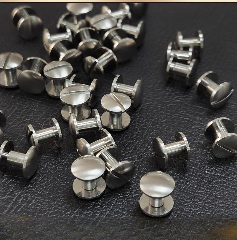 2PCS Pure Titanium Chicago Screws Belt Screw Rivets Bolt Strap Fasteners Leather