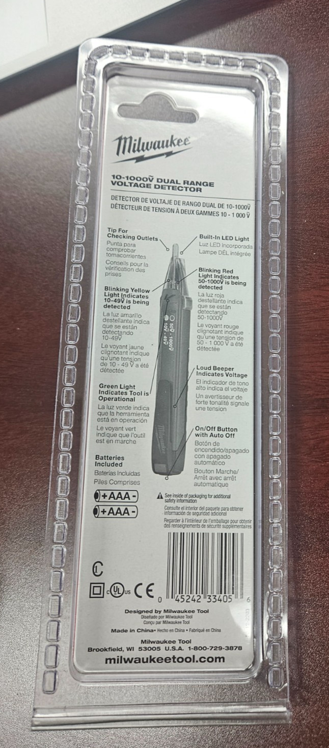 Milwaukee 2203-20 Dual Range 10-1000V Non-Contact Voltage Detector Pen Size New