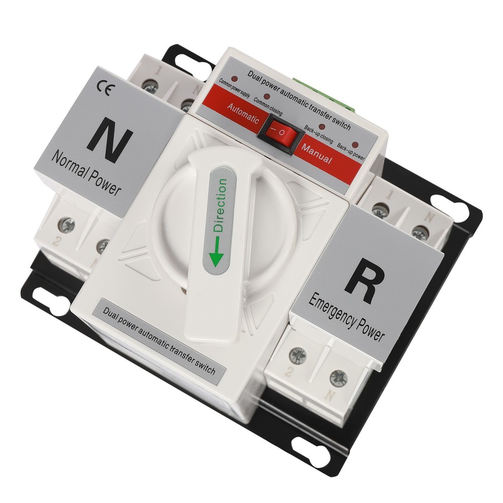 110V 2P 63A Mini Dual Power Automatic Transfer Switches Toggle Controller Change