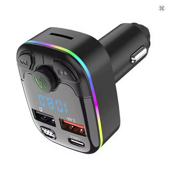 Car Charger FM Transmitter Bluetooth 5.0 PD Type-C Dual USB Ambient Player Hands
