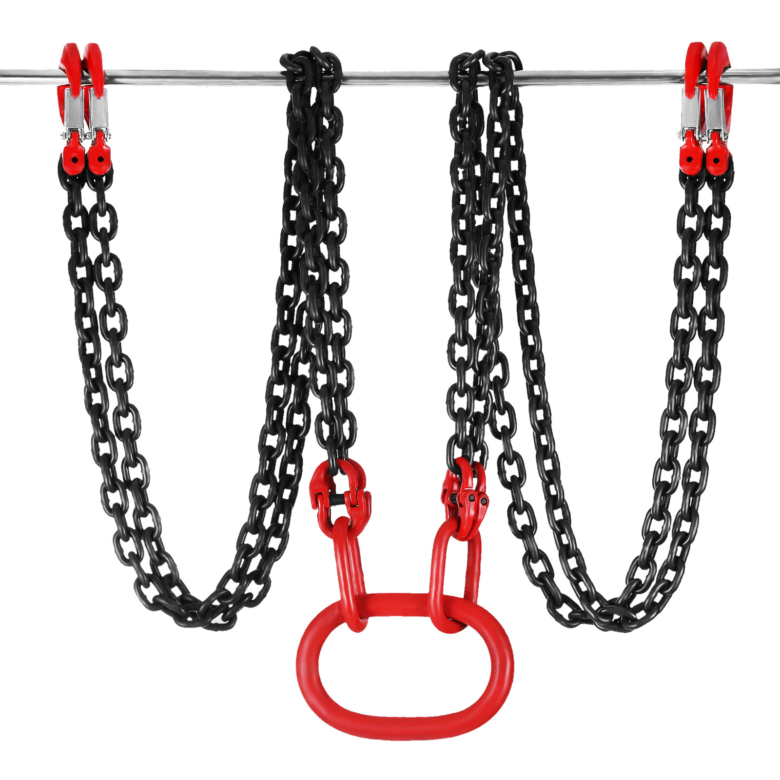 VEVOR 5/16"x10' Lifting Chain Sling G80 11023lbs 5Ton w/ 4 Legs ＆ Grab Hooks