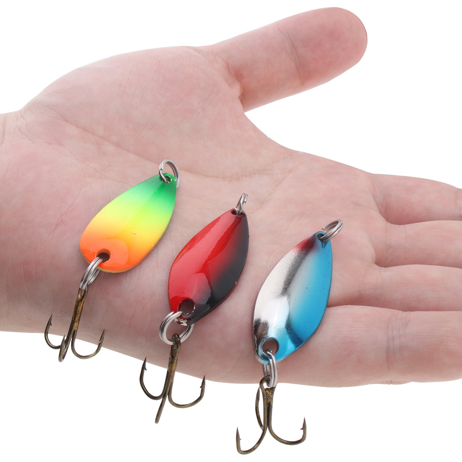 30pcs Fishing Lures Spinnerbait Bass Trout Salmon Hard Metal Spinner baits Spoon