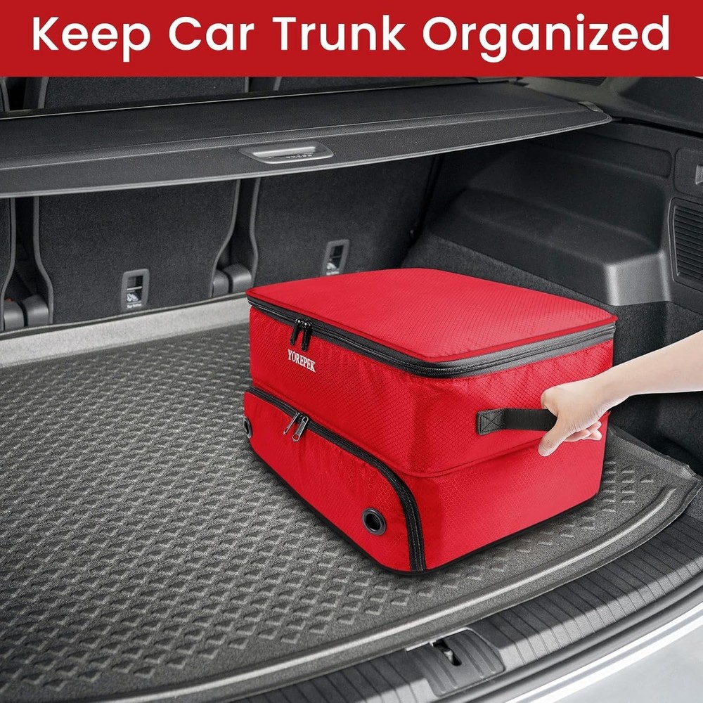 2-Layer Golf Trunk Organizer with Ventilated Shoe Compartment - Waterproof St...