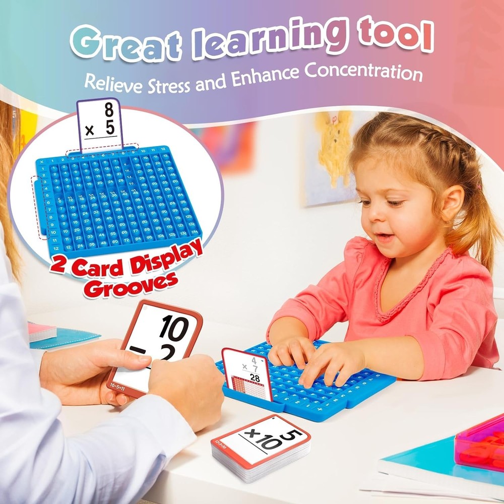 Math Flash Cards + Math Board, Multiplication Flash Card Times Table Chart, M...