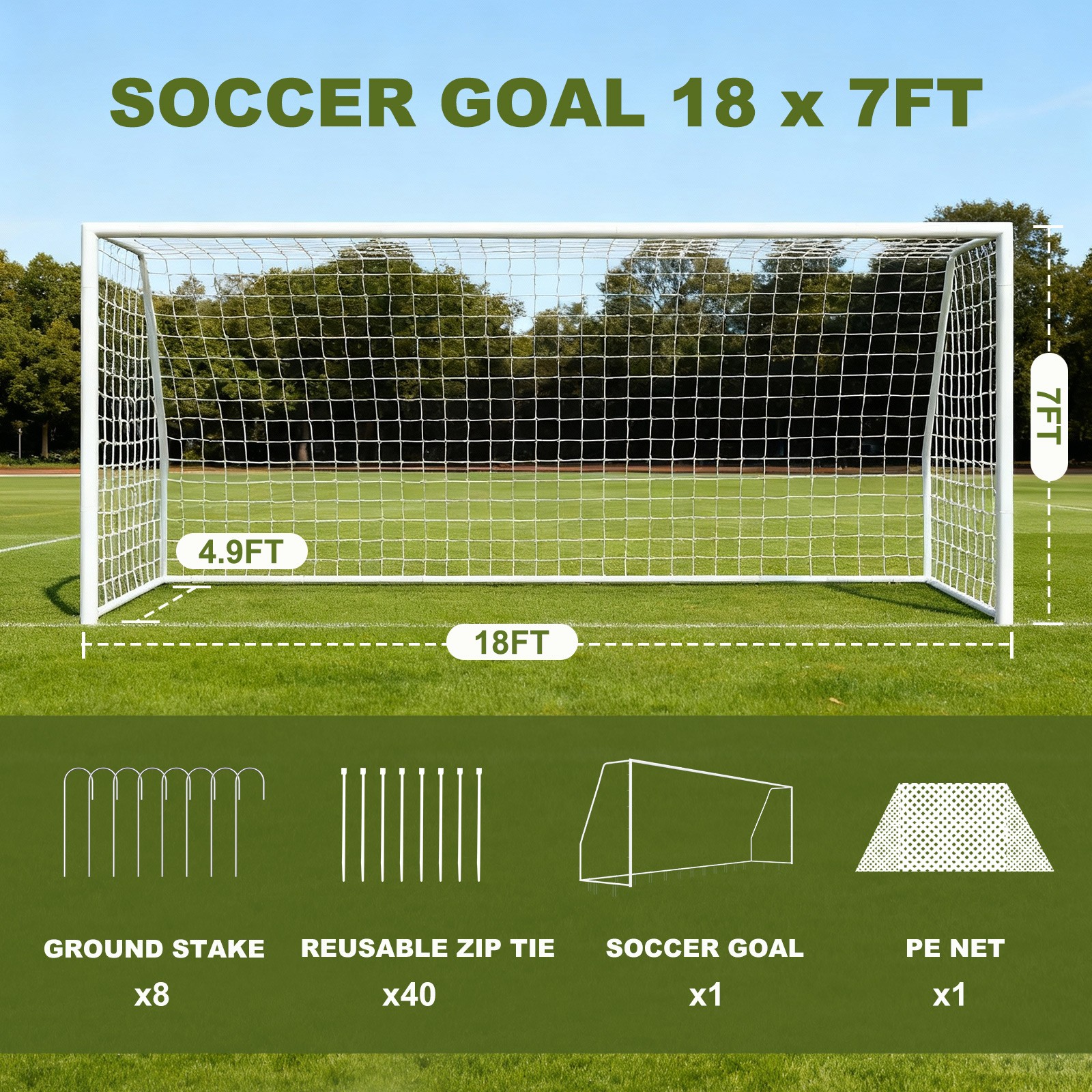 Professional Steel Soccer Goals - 18/21/24ft Sizes for Outdoor Training