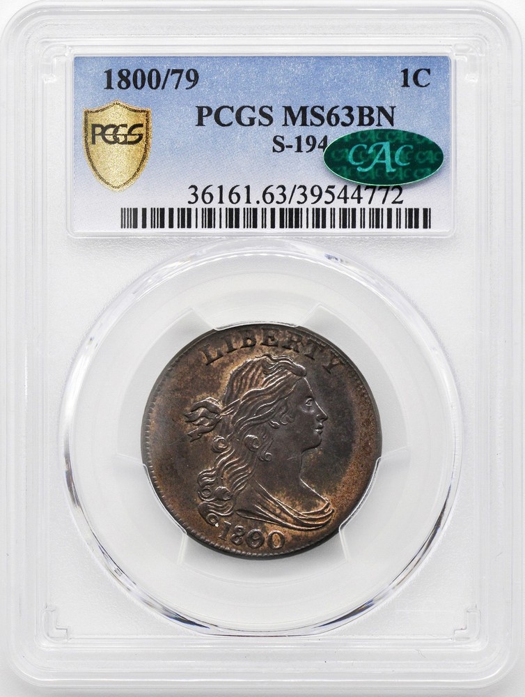1800/79 DRAPED BUST 1C PCGS MS 63 BN